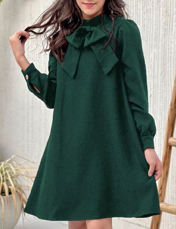Rochie scurta Shein Kids, verde inchis
