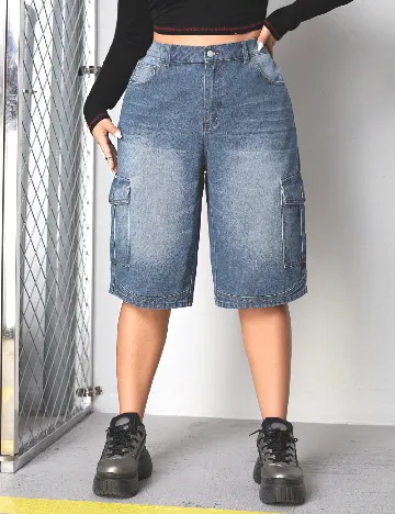 Pantaloni scurti SHEIN CURVE, albastru