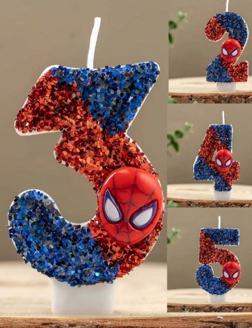 Lumanare decorativa cifra 4 SHEIN, rosu/albastru