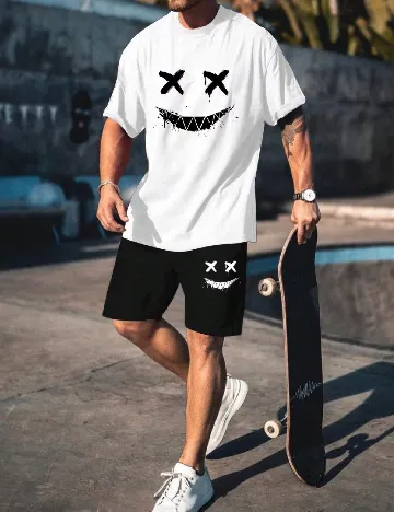 Compleu SHEIN Plus Size Men, alb/negru