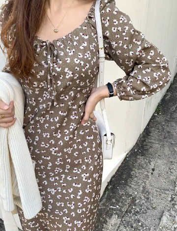 Rochie medie Dazy, maro