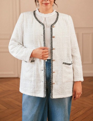 Sacou Oversize SHEIN CURVE, alb