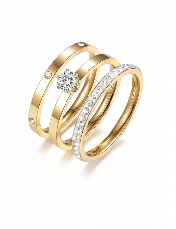 Set inele marimea 8 3 bucati SHEIN, auriu