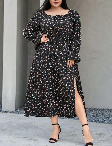 Rochie medie Dazy Plus Size, negru