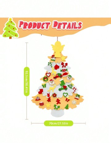 Brad de Crăciun din fetru DIY SHEIN, mix culori