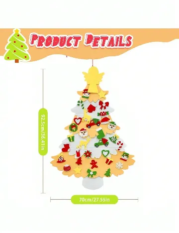 Brad de Crăciun din fetru DIY SHEIN, mix culori