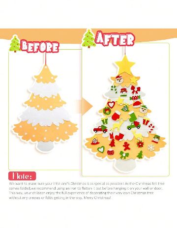 Brad de Crăciun din fetru DIY SHEIN, mix culori