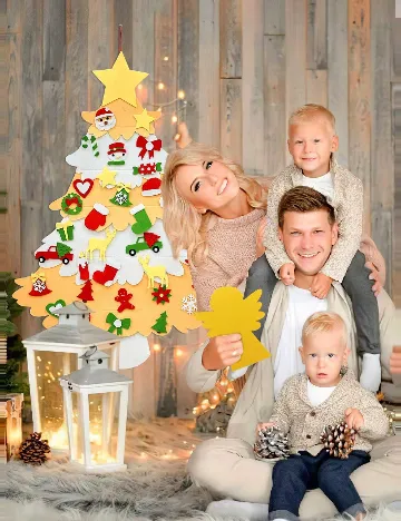 Brad de Crăciun din fetru DIY SHEIN, mix culori