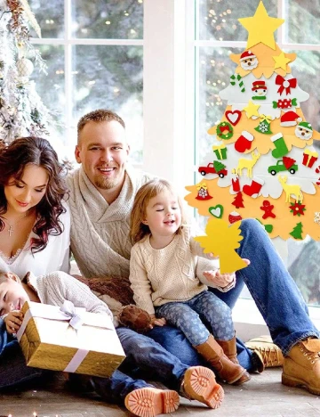 Brad de Crăciun din fetru DIY SHEIN, mix culori