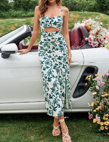 Rochie lunga SHEIN, alb/verde