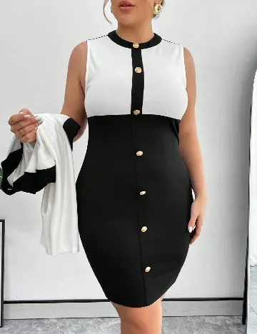 Rochie scurta SHEIN CURVE, alb/negru