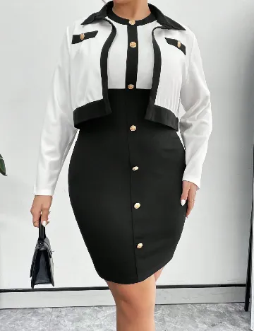 Rochie scurta SHEIN CURVE, alb/negru