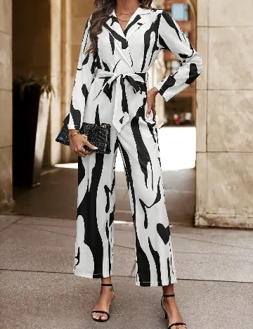 Salopeta SHEIN, alb/negru