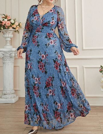 Rochie lunga Toleen Plus Size, albastru