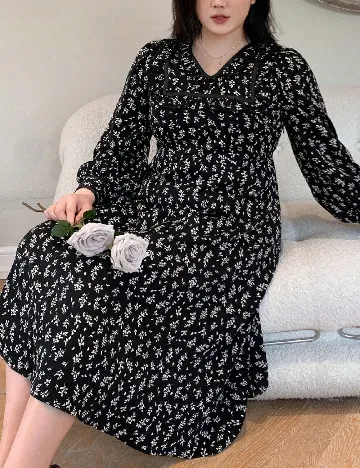 Rochie medie Dazy Plus Size, negru