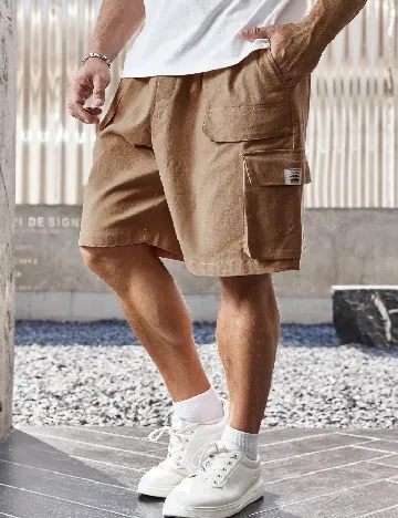 Pantaloni scurti SHEIN Plus Size Men, maro