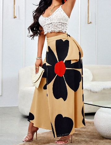 Fusta SHEIN, galben/bleumarin