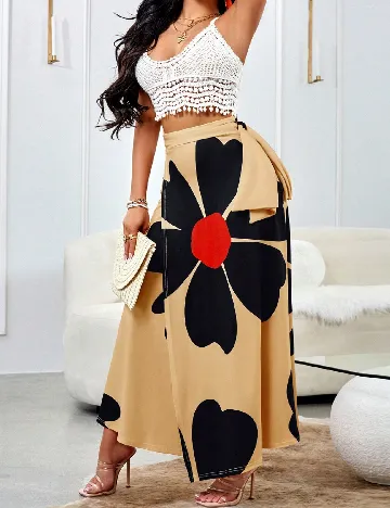 Fusta SHEIN, galben/bleumarin