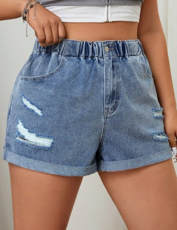 Pantaloni scurti SHEIN CURVE, albastru