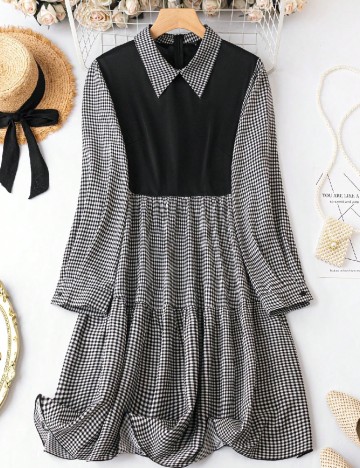 Rochie medie SHEIN CURVE, negru/alb