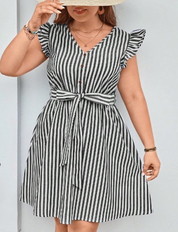 Rochie scurta SHEIN CURVE, gri/alb