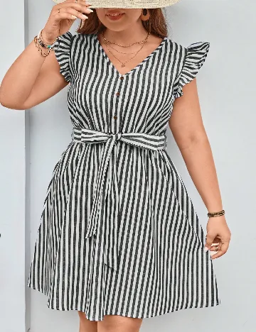 Rochie scurta SHEIN CURVE, gri/alb