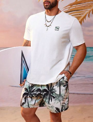 Compleu SHEIN Plus Size Men, alb/verde