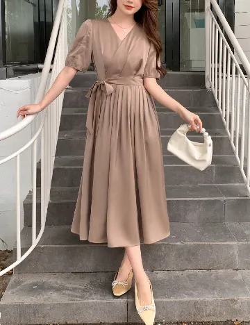 Rochie medie Dazy, maro