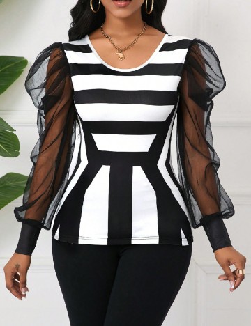 Bluza SHEIN, negru/alb