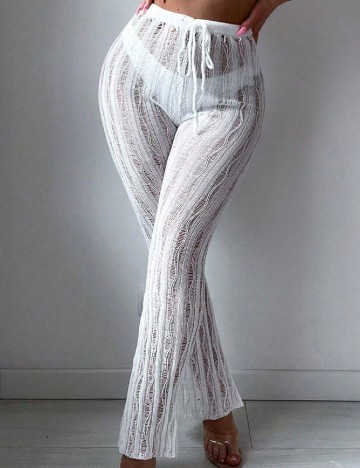 Pantaloni de plaja SHEIN, alb