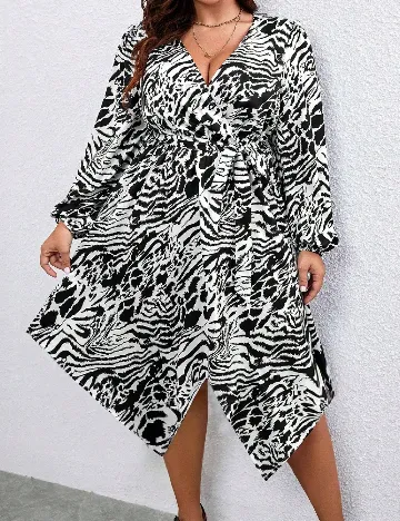 Rochie medie SHEIN CURVE, negru/alb