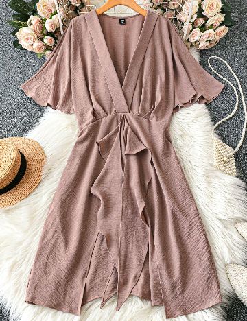 Rochie scurta SHEIN CURVE, maro deschis