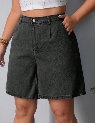 Pantaloni scurti SHEIN CURVE, gri inchis