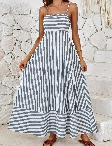 Rochie lunga Emery Rose, gri/alb