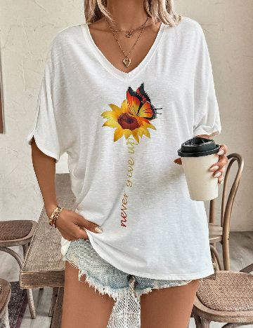 Tricou Oversize SHEIN, alb