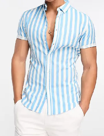 Camasa ASOS, alb/albastru