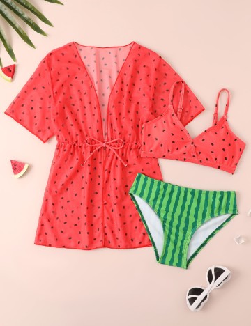 Costum de baie Shein Kids, rosu