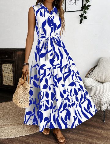 Rochie lunga SHEIN, alb/albastru