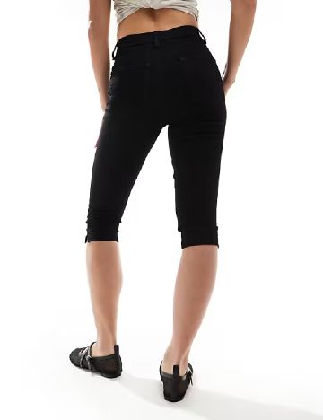 Pantaloni trei sferturi ASOS, negru