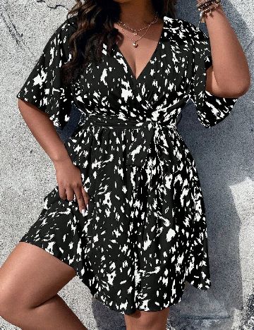 Rochie scurta SHEIN CURVE, negru/alb