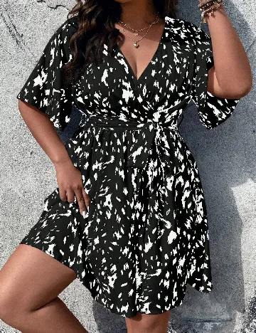 Rochie scurta SHEIN CURVE, negru/alb