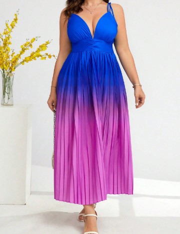 Rochie lunga SHEIN CURVE, albastru/roz