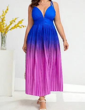 Rochie lunga SHEIN CURVE, albastru/roz