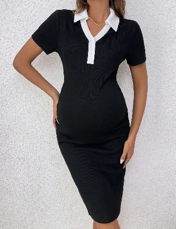 Rochie medie SHEIN Maternity, negru/alb