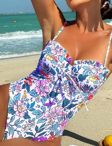 Costum de baie SHEIN, floral print