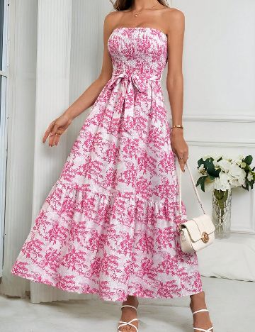 Rochie medie SHEIN, alb/roz