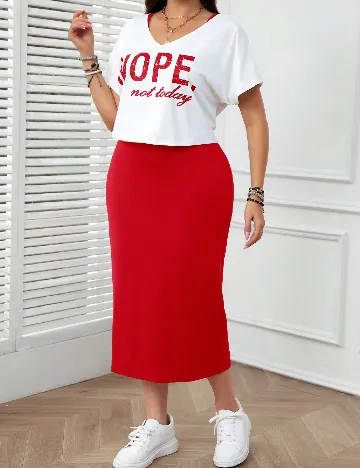 Compleu SHEIN CURVE, alb/rosu