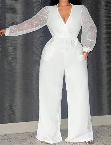 Salopeta SHEIN CURVE, alb