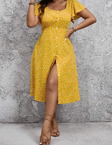 Rochie medie SHEIN CURVE, galben