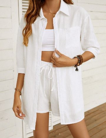 Camasa Oversize SHEIN CURVE, alb